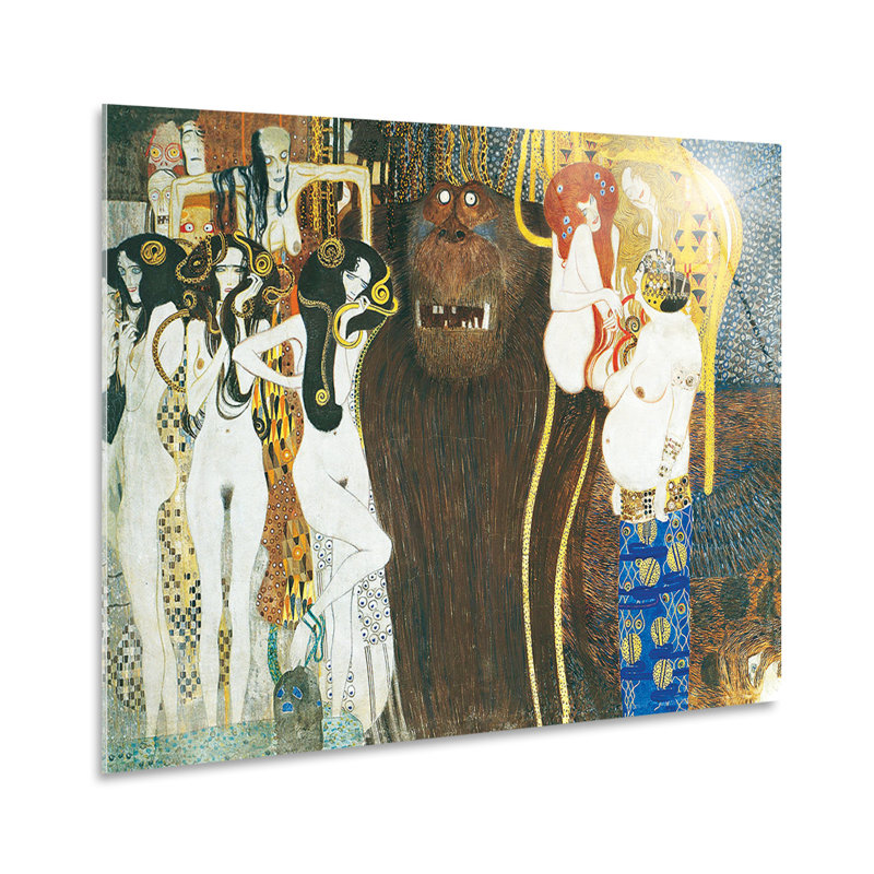 Beethoven Frieze by Gustav Klimt - No Frame Painting on Glass, 65cm H x 95cm W