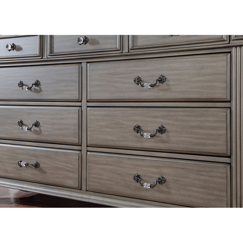 Commode 9 tiroirs avec miroir Aime Wesleyan, Gris