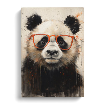 Panda With Glasses Painting No.2 - Wrapped Canvas