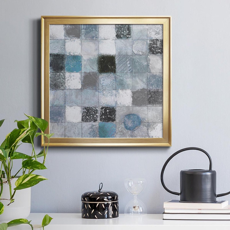 «Blue Mosaic I», reproduction d'art graphique sur toile, Or, H 26,5 po x l 26,5 po x P 1,5 po