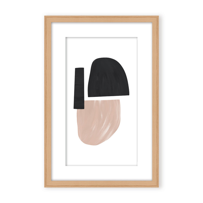 Black and Nude Abstract Shapes by Uplusmestudio - Picture Frame Painting on Paper, 24" H x 16" W x 1.125" D, Framed Print