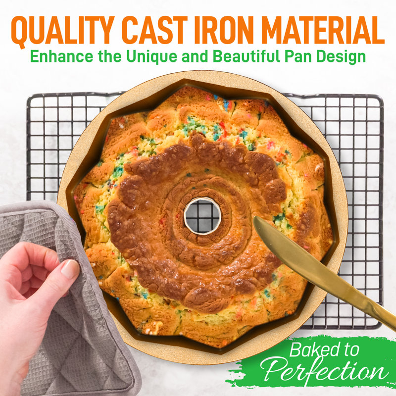 NutriChef Aluminum Non-Stick Round Fluted Cake Pan