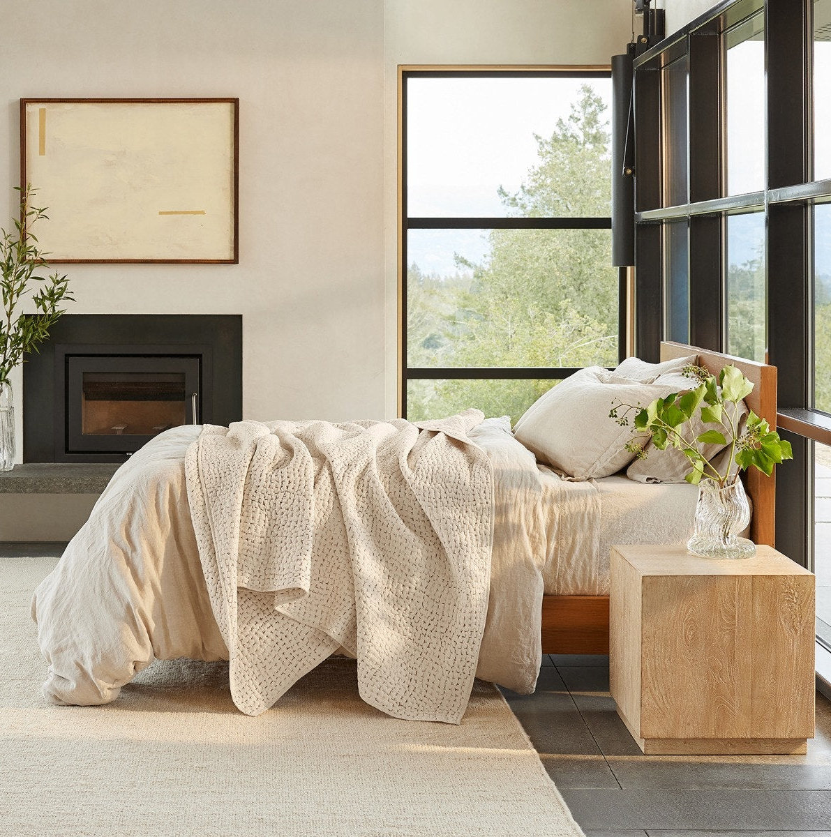 Pebbled Organic Cotton Quilt Set, Undyed, Full/Queen Quilt