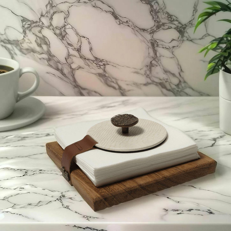Porte-serviette en bois crème aux algues