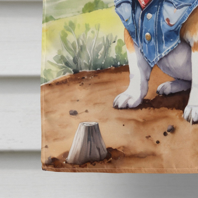 Drapeau Cowboy Welcome House, Bleu / rouge Corgi