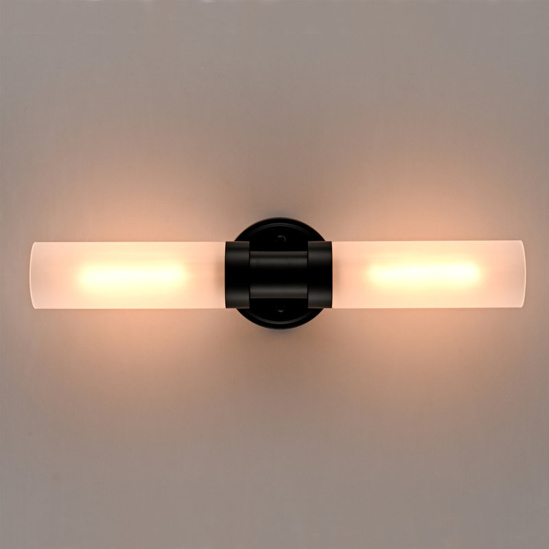 Cylinder Glass Wall Light, White, Matte Black