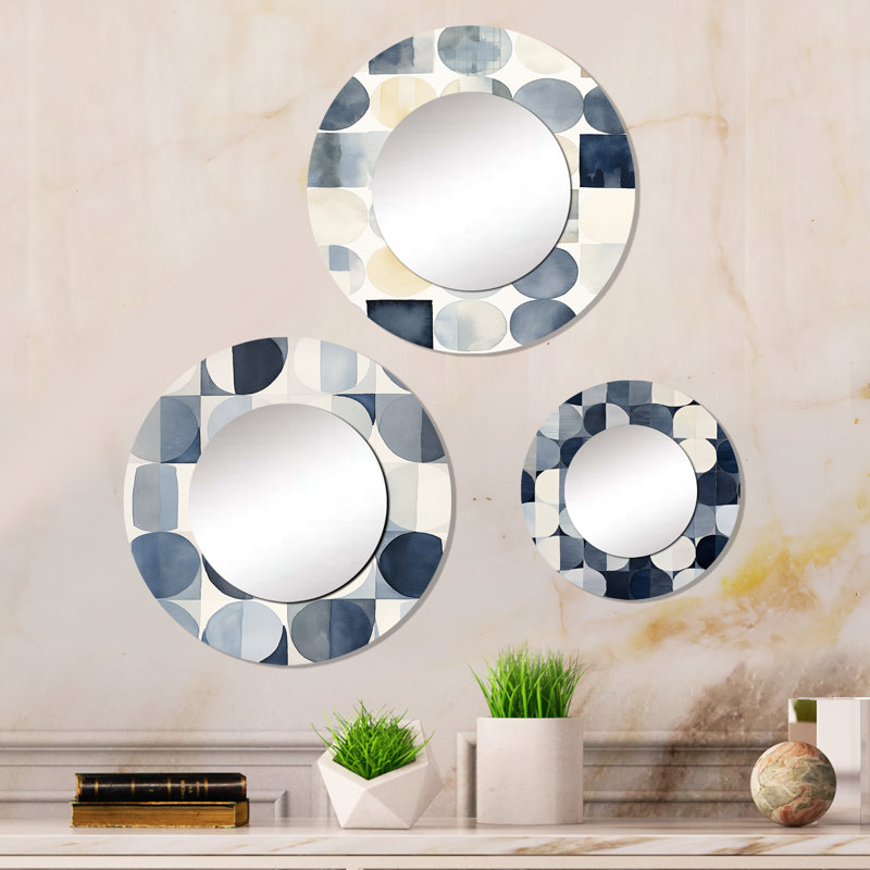 Ellizabeth Metal Round Mirror, Universal Grid Circular