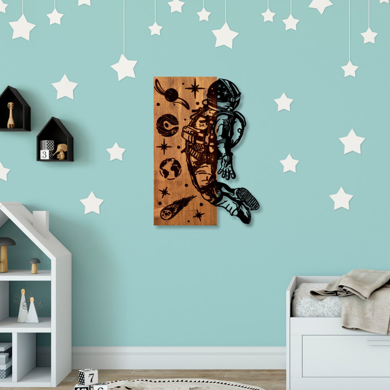 Elegant Decorative Wooden Wall Accessory, Walnut & Black, 16.5 x 22.8 x 1.2 inches | 50% Real Wood (1.2 in Thick) & 50% Metal (0.6 in Thick) | Unique Design, Adds Character to Any Space, Lightweight - 6.2 lbs