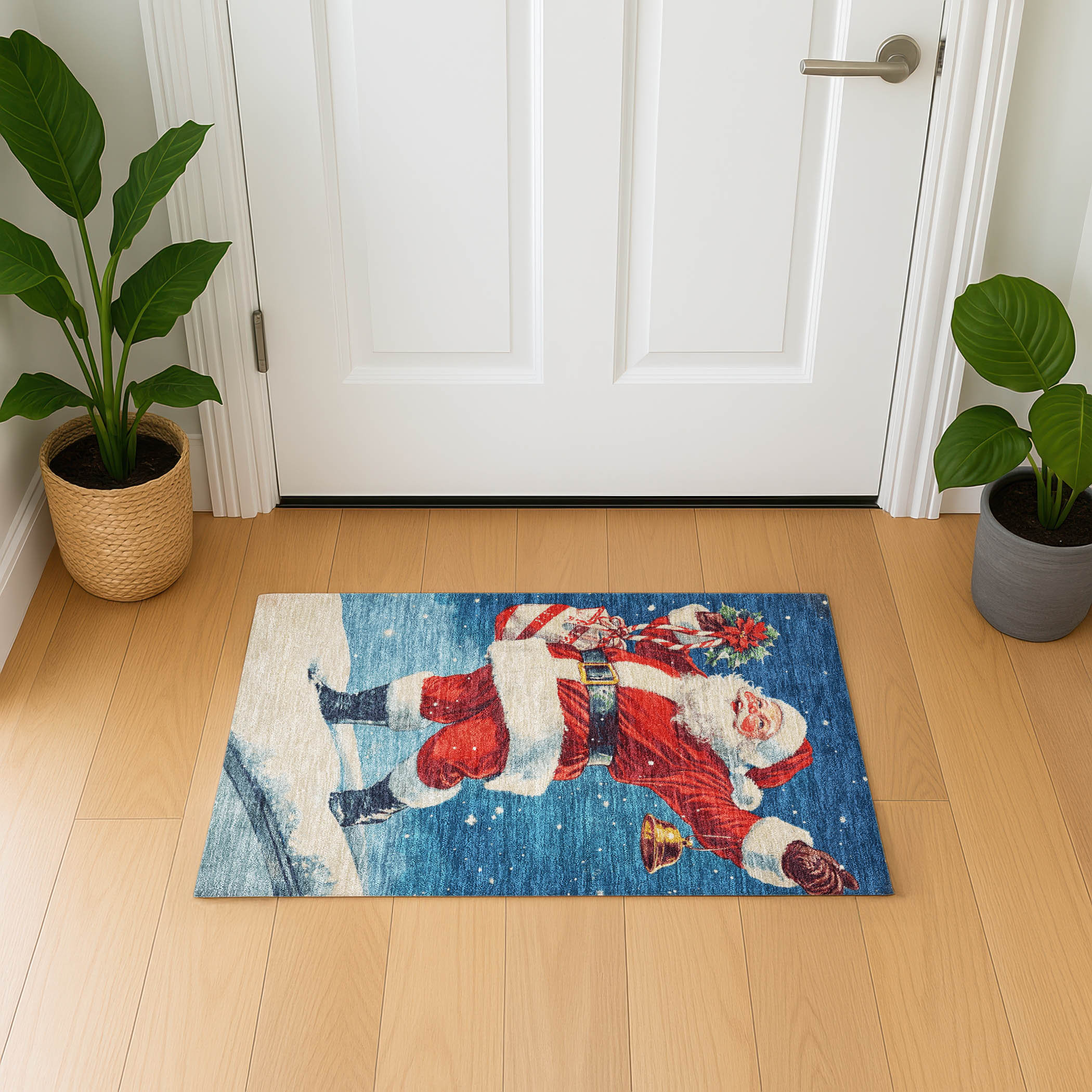 East Urban Home Premium Machine Washable Dockside AMF1807 Happy Santa ...