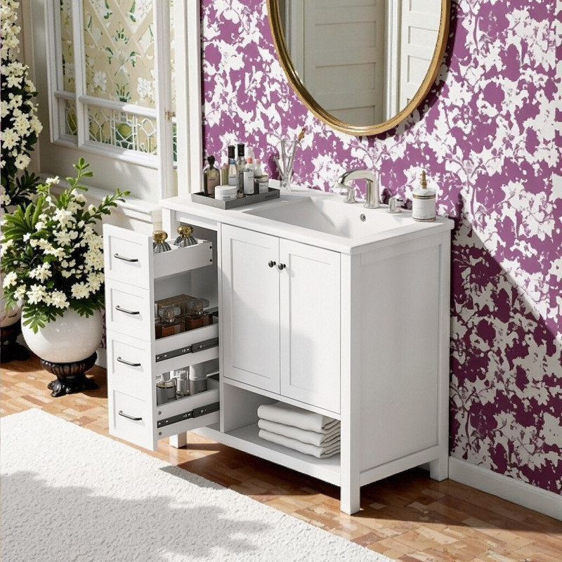 Meuble-lavabo 36 po avec tiroirs de meuble-lavabo, Blanc