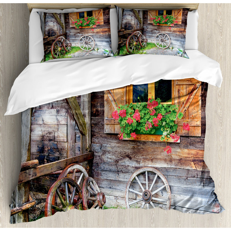 Rustic Polyester Duvet Cover, King Duvet Cover + 2 Shams