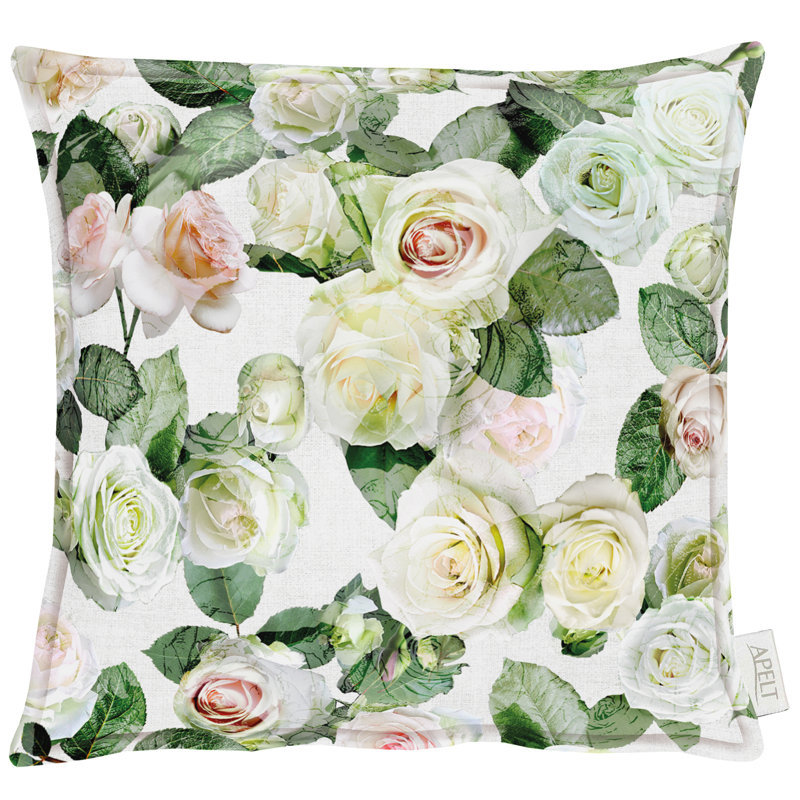 Summergarden Floral Square Cushion, Green/Yellow, 40 x 40cm, Pillow Cover Only - No Insert