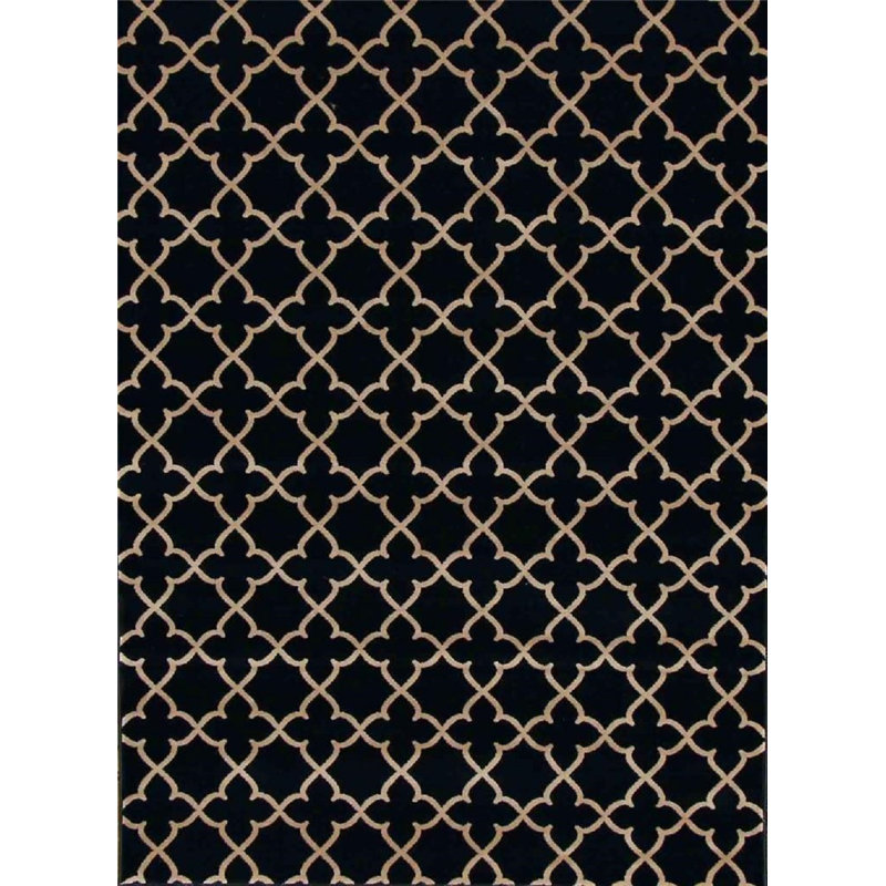 Tapis intérieur / extérieur noir Alanson, Rectangle 2 pi x 3 pi