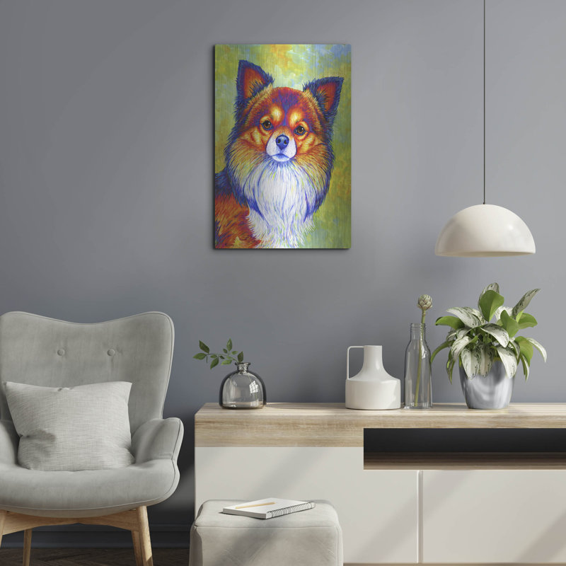 «Longhaired Chihuahua» par Rebecca Wang, art mural en métal, H 24 po x l 16 po