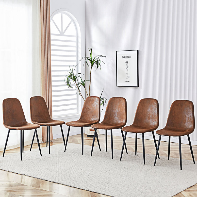Ensemble de 6 chaises de salle à manger rembourrées, 6, Noir