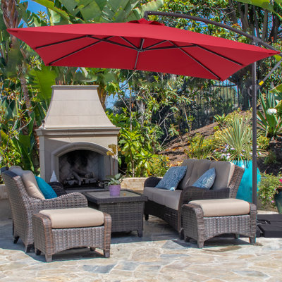 Donovann 98.4'' Cantilever Umbrella with Crank Lift , Counter Weights Included