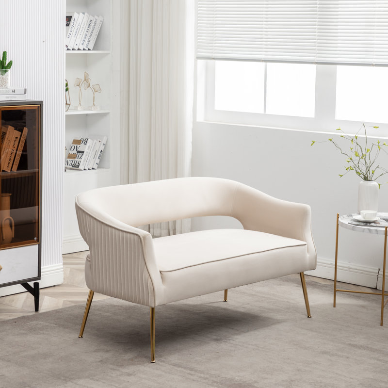 Chynna 51.2'' Velvet Loveseat, Beige Velvet