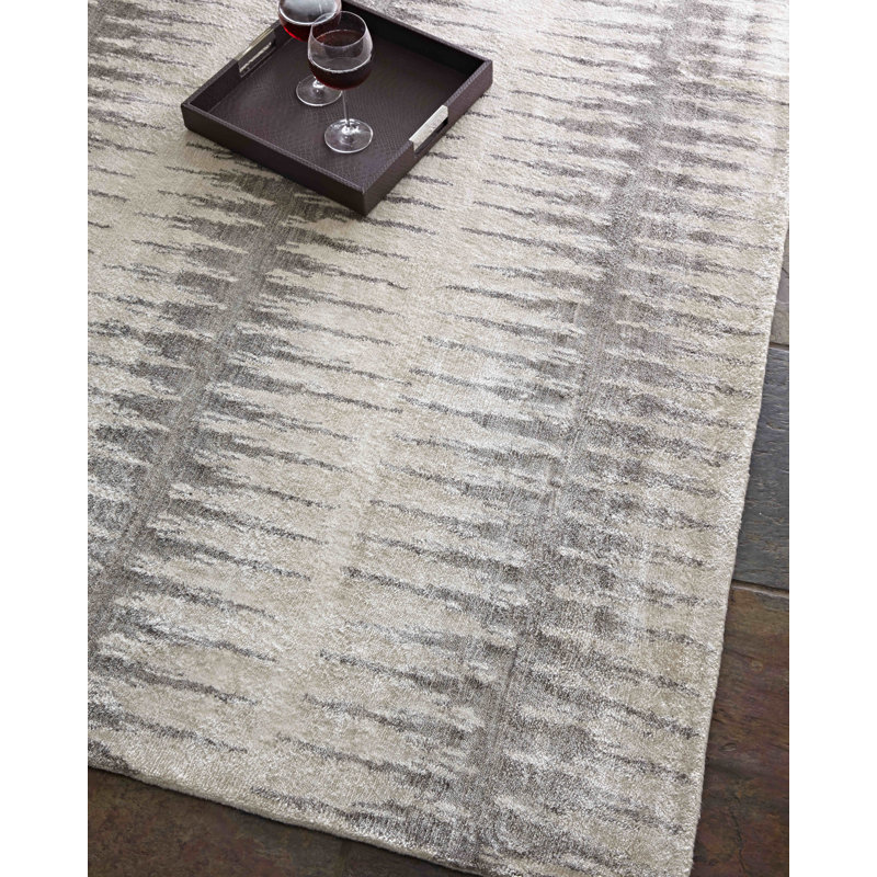 Bamboo Silk Abstract Area Rug, Rectangle 6' x 9'