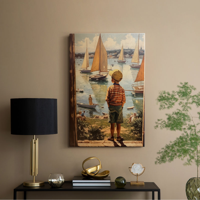 Série NAUTICAL DCIV - Toile tendue avec châssis de qualité supérieure - Prêt à être accroché, H 48 po x l 32 po