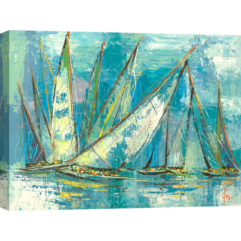 Aquamarine Sailboats by Luigi Florio - Wrapped Canvas Art Prints, 70cm H x 100cm W x 4cm D
