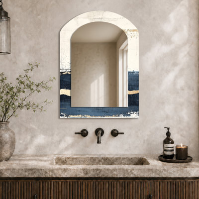 Miroir mural Modern Modern - Ocean Breeze Minimalist Horizon I, impression sur métal
