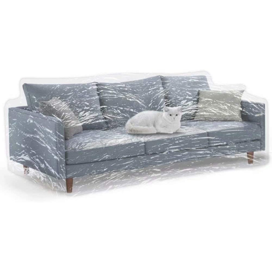 Clear Thicker Couch Cover for Pets, Heavy Duty Waterproof Plastic Shield Cat Dog Scratch Proof Protector, 3 Seat Sofa Cover, Non-Slip Sofa Slipcovers for Storage and Moving Eider & Ivory™