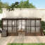 Pavillon de jardin en aluminium 12 po x 16 pi avec toit incliné en polycarbonate, écrans en polycarbonate détachables et 2 portes coulissantes verrouillables