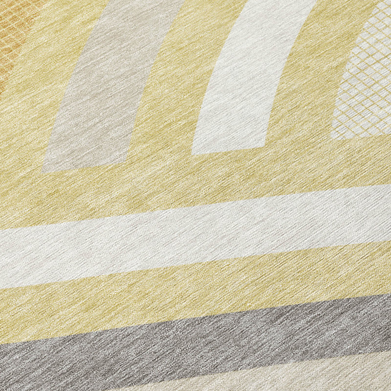 Machine Washable Indoor/Outdoor Chantille ACN2467 Mid-Century Modern Rug, 2'3" x 7'6" Runner, Wheat