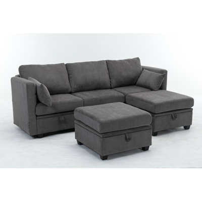 Dilen 5 - Piece Upholstered Sofa Modular Storage Couch & Ottoman by Latitude Run