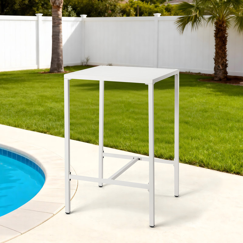 Table de bar d'extérieur en aluminium 27 po, blanc, Blanc