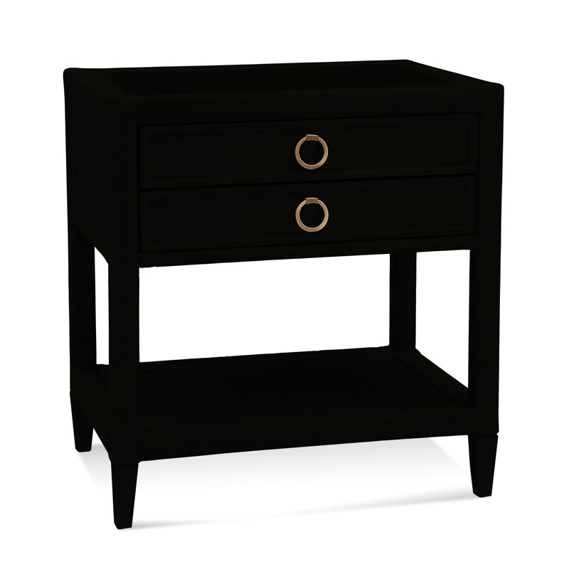 Warwick 2 - Drawer Nightstand, Black, Satin Brass