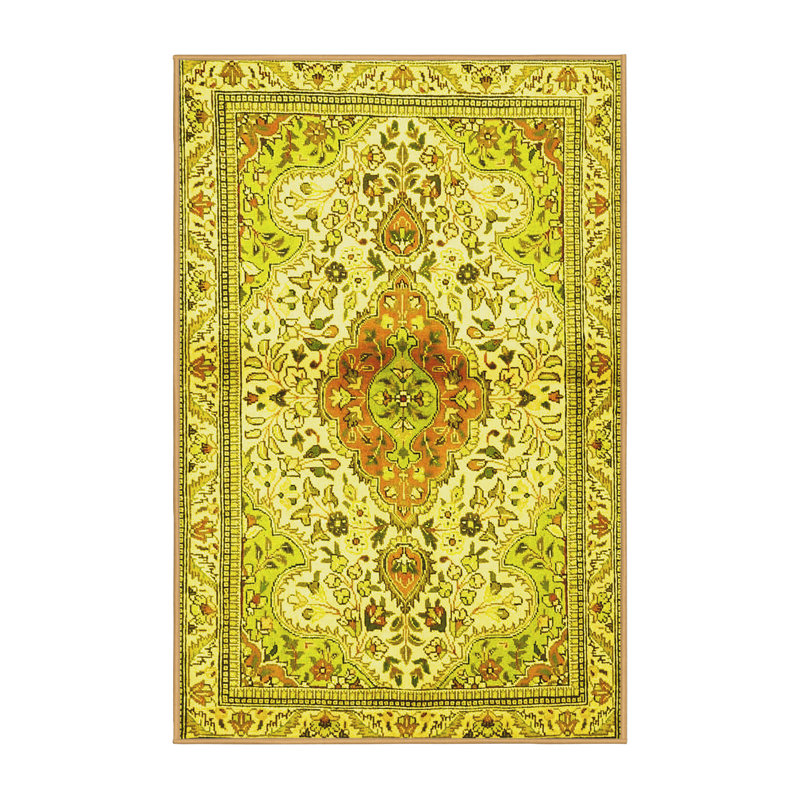 Tapis lavables à la machine Traditional 4371 - jaune, Rectangle 2 pi x 3 pi