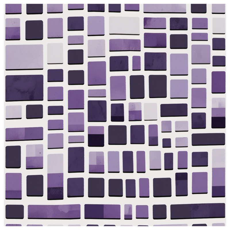 Tapis de bain mauve rectangulaire en mosaïque, 24in W x 17in L