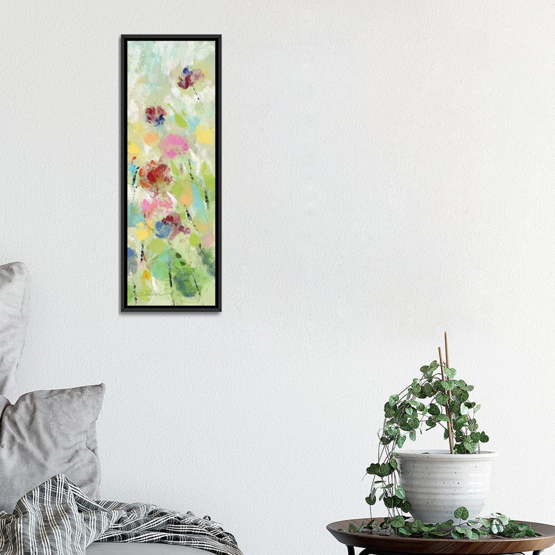 « printemps pâturage floral », reproduction sur toile, H 36 po x l 12 po x P 1,5 po, Cadre noir