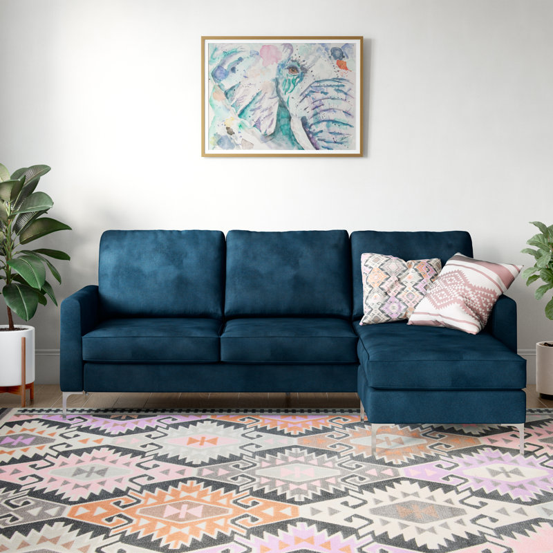 Eyler 4 Seater Velvet Sofa, Blue