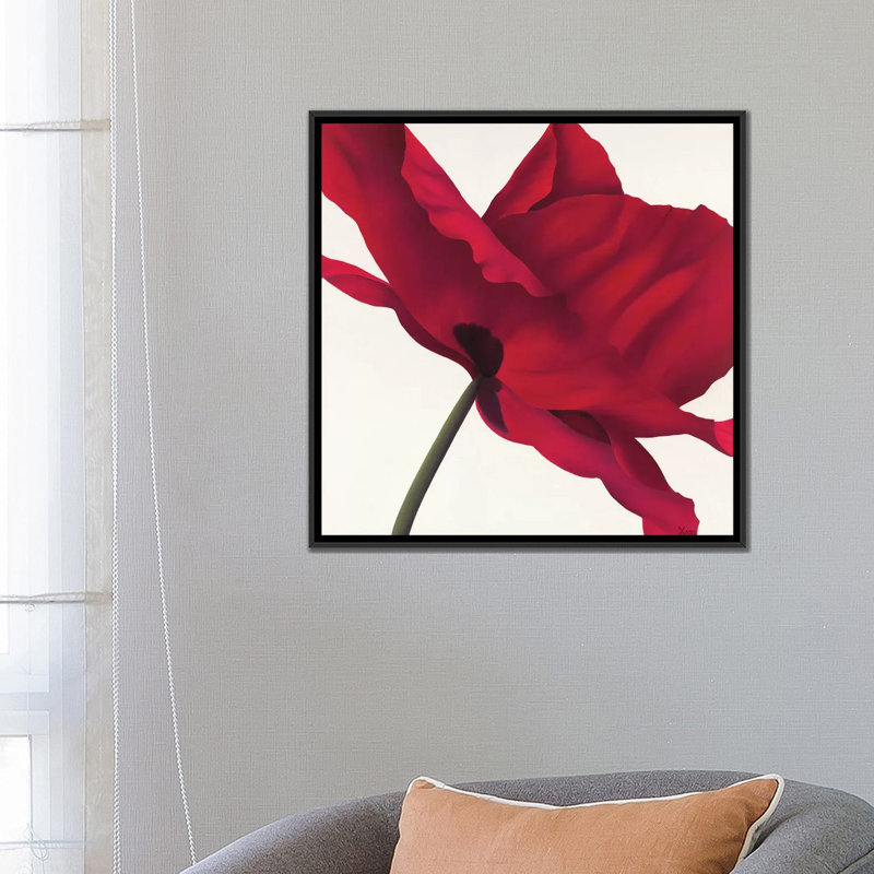 « papaver i », impression sur toile, H 18 po x l 18 po x P 1,5 po, Toile avec cadre noir, Pas de tapis