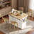 Fluted Kitchen Island With Drop Leaf, Power Outlet, Towel Rack, Spice Rack And Open Compartment-1591739946