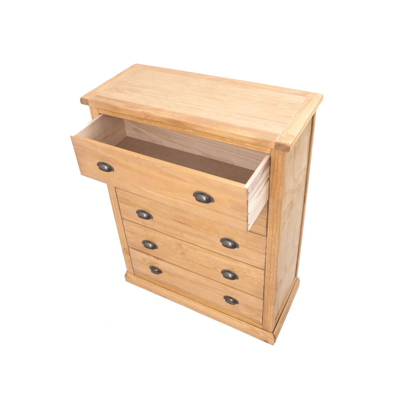 Sarkar 90cm W 5 - Drawer Chest of Drawers, Chamfered