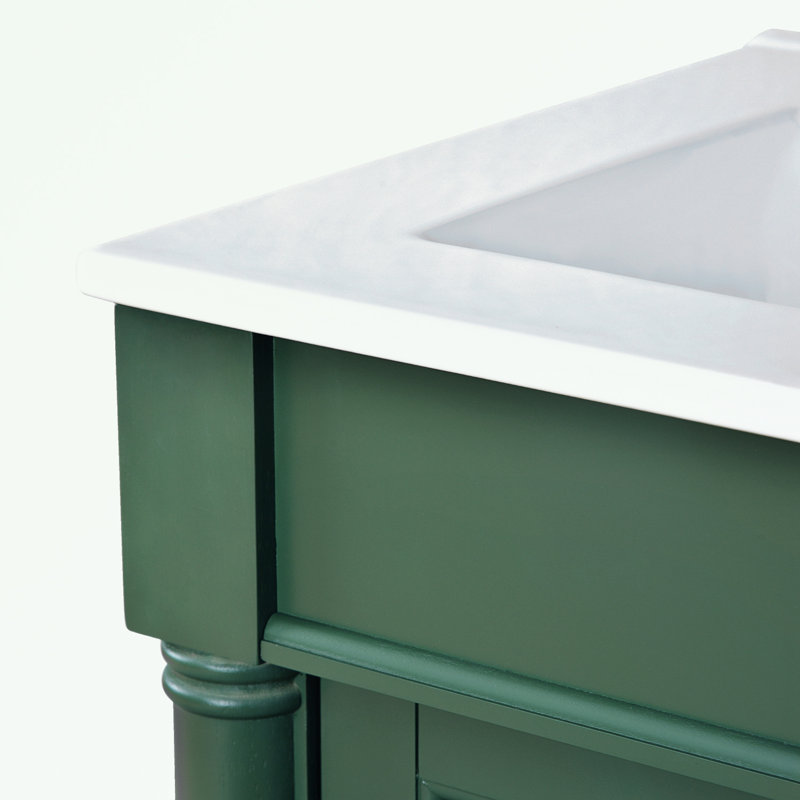 Pollark 24'' Single Bathroom Vanity with Top, Green, Silver