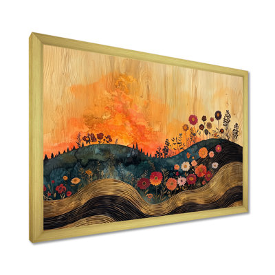 «Brighouse Orange Summer Wildflowers Flowers Field I», art mural fleurs sauvages