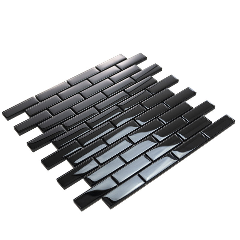 1" x 3" Glass Brick Joint Mosaic Wall & Floor Tile, Black