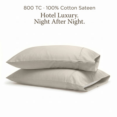 Ensemble de taies d'oreiller en satin de coton 100 % 800 fils Threadmill | Uni et jacquard