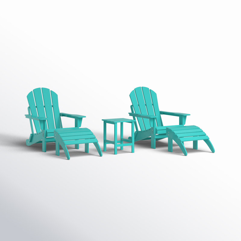 Laguna 5-Piece Seating Group with Table and Ottoman, Turquoise