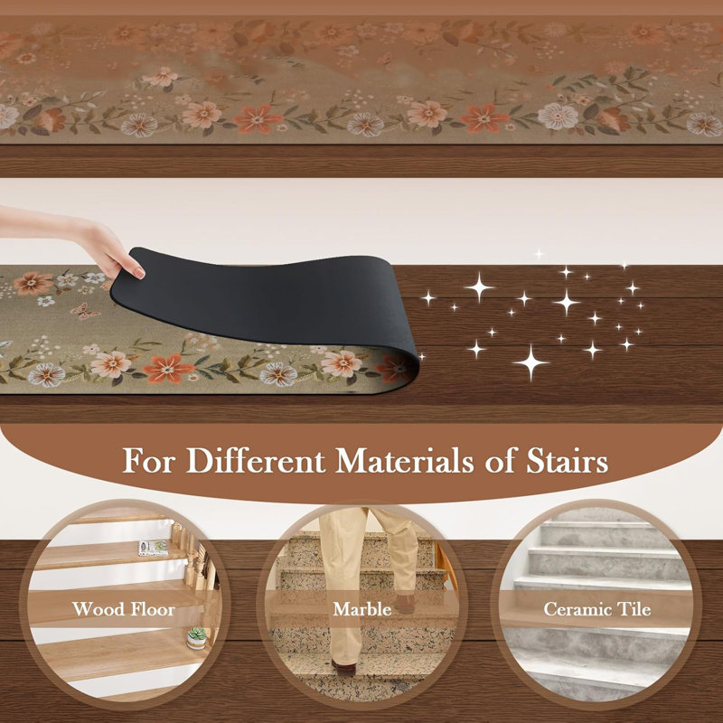 Flower Stair Treads, Brown