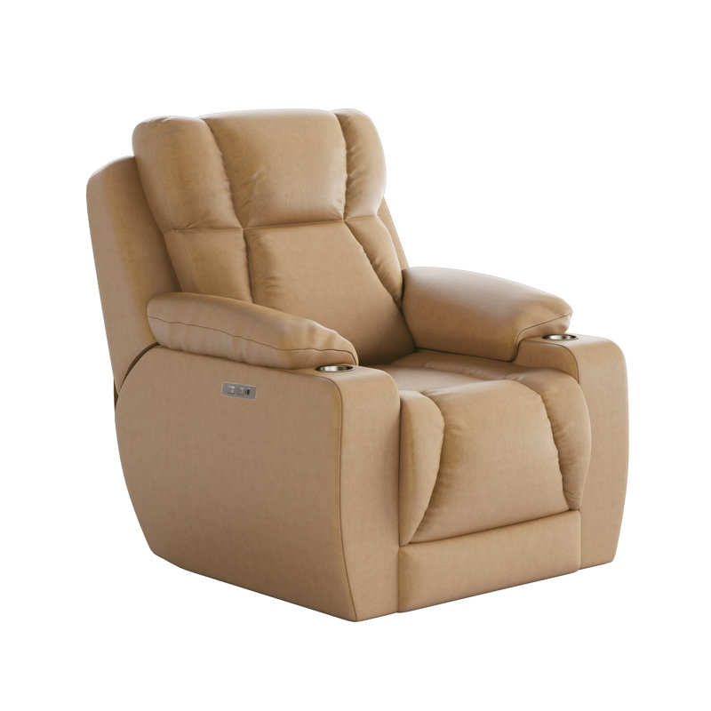Fauteuil inclinable en cuir pour homme, Cuir véritable orange
