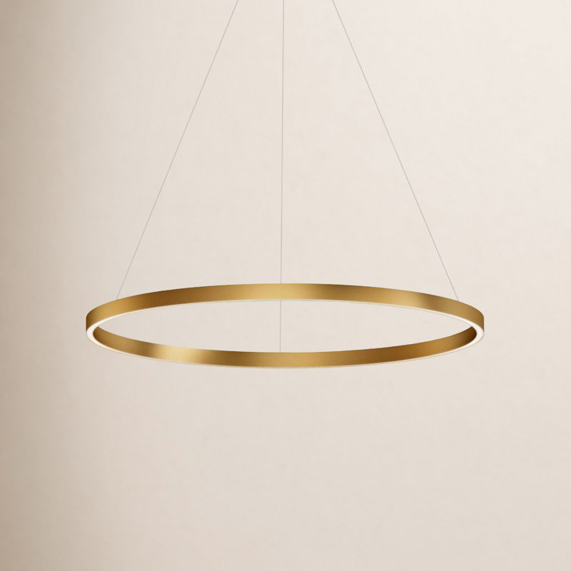 Mills 1 - Light LED Wagon Wheel Pendant, Gold, 1.25" H x 31.5" W x 31.5" D