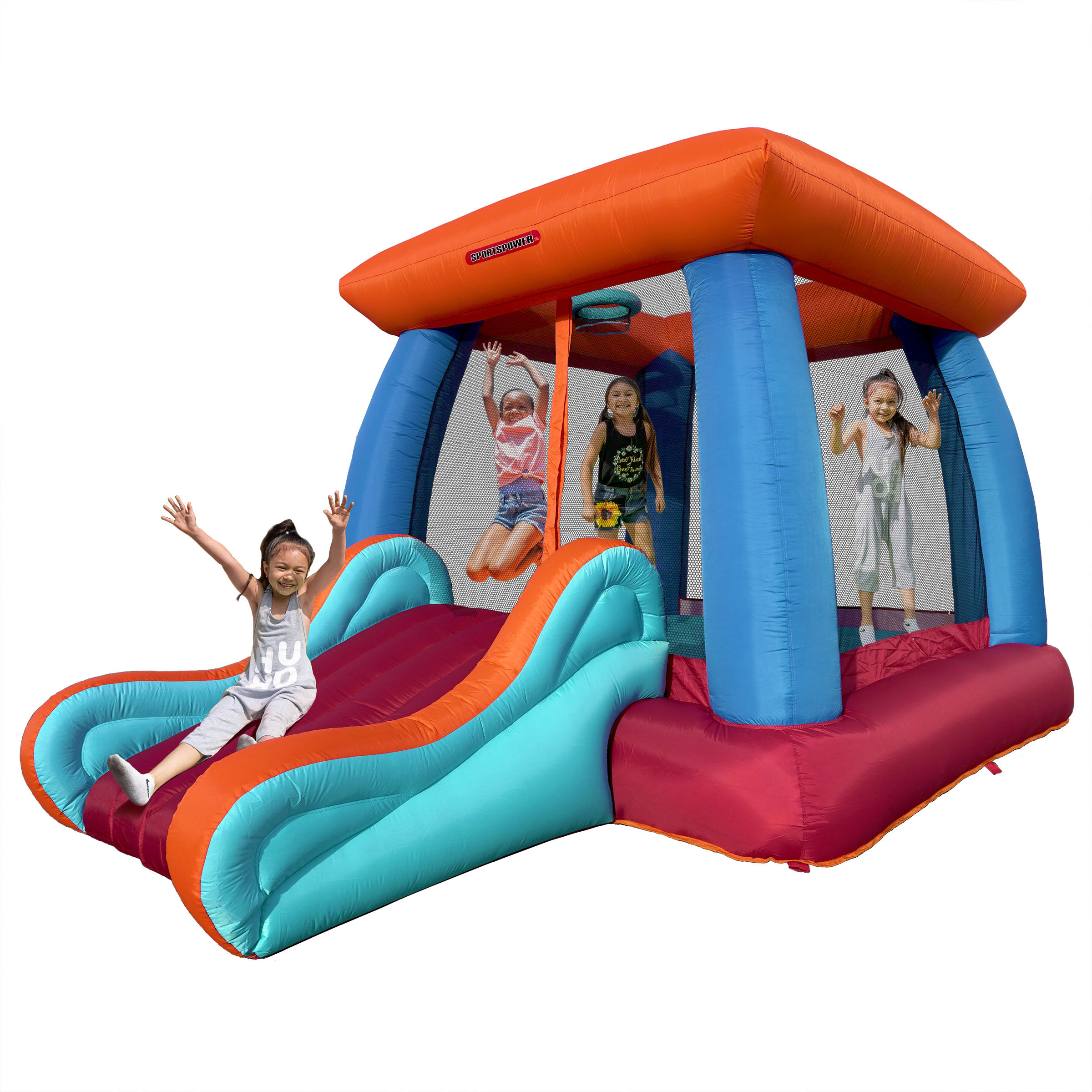 Sportspower My 1st™ Inflatable Bounce House with Slide & Hoop, Mesh ...