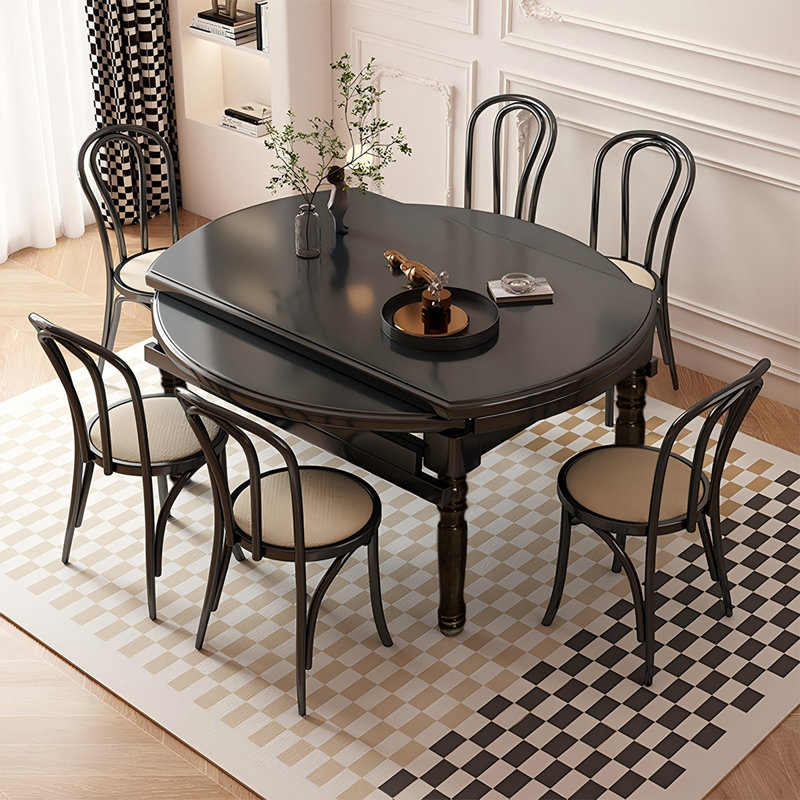 Solid Wood Rubberwood black Dining Table, 29.92"H x 53.15"L x 33.86"W