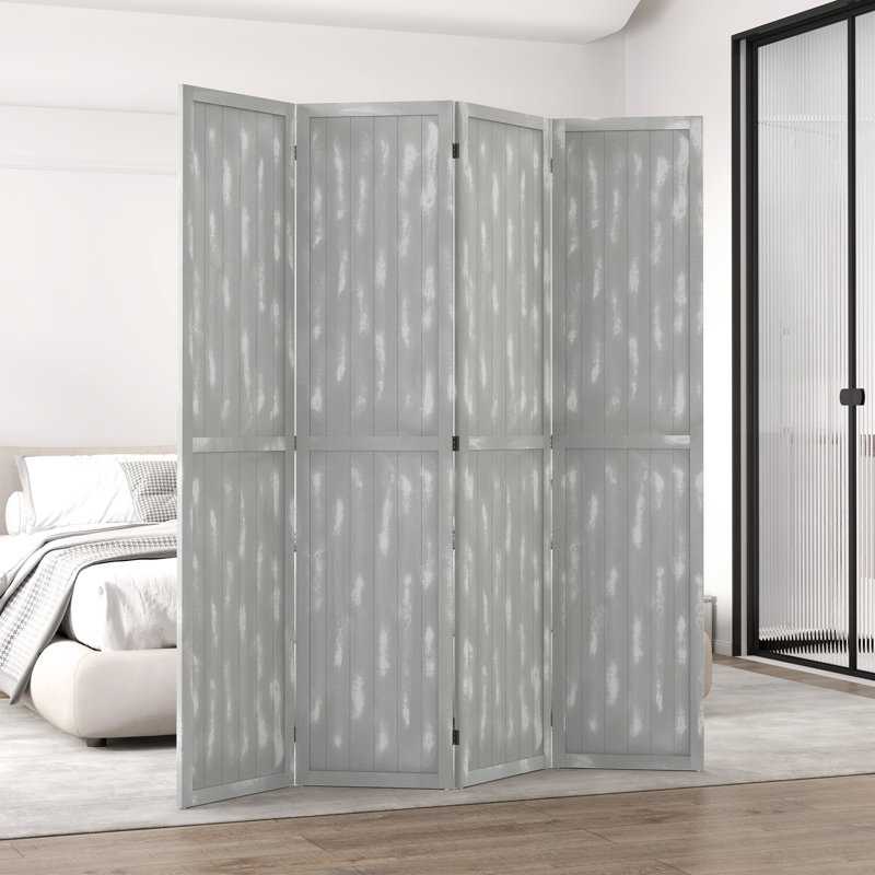 Paravent 5,5 "à 4 panneaux pliables, gris