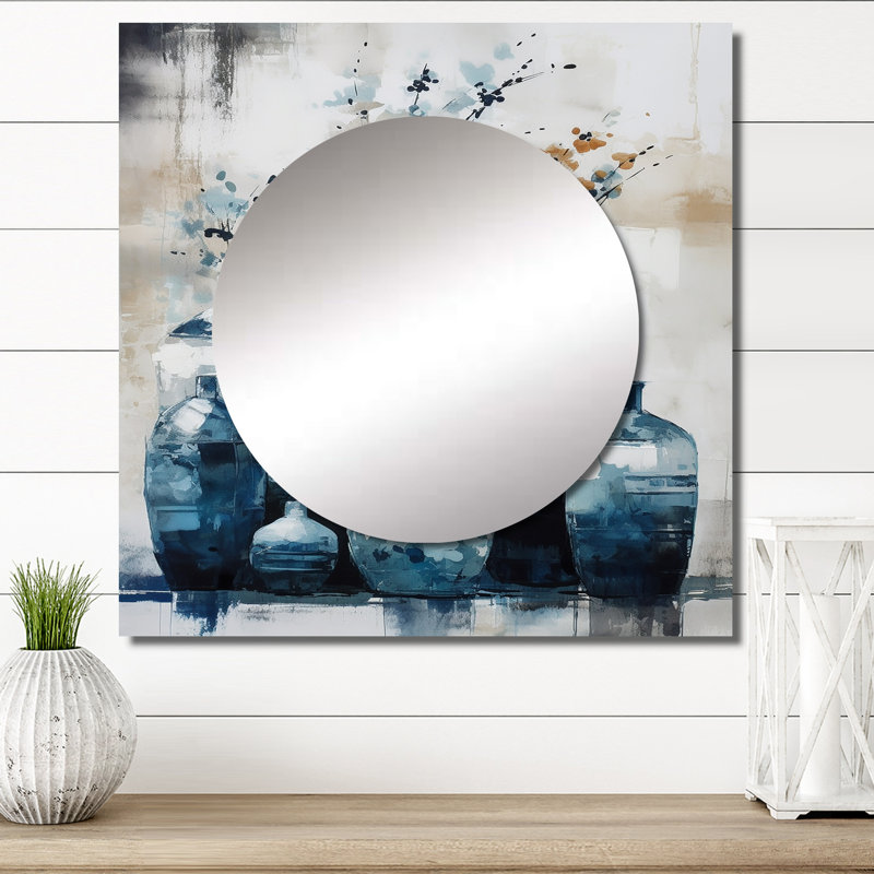 Voira - Grand miroir mural carré Boho Pottery pour chambre à coucher, 23 po x 23 po